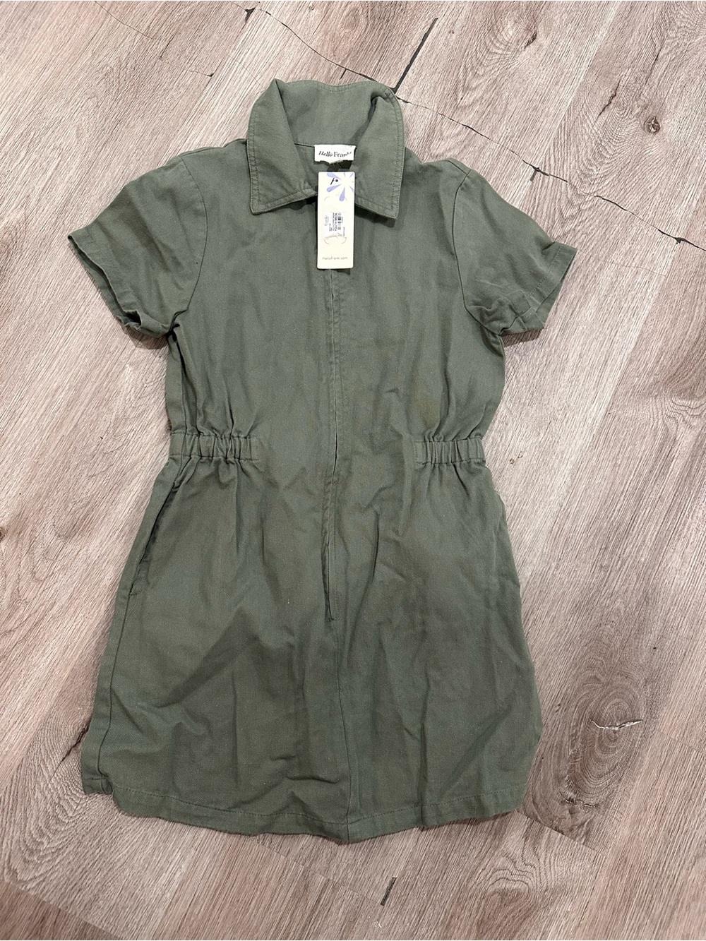Aqua Green Girls' Utility Shirt Dress